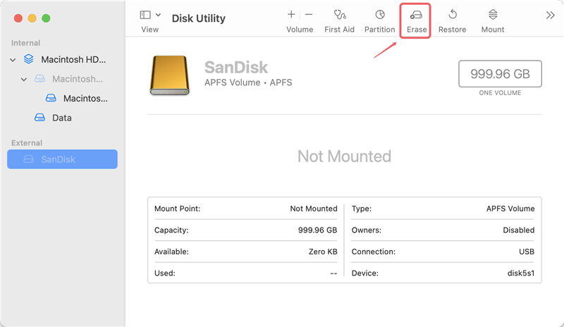 external hard drive not mounting on macOS Ventura