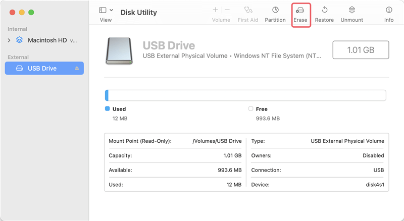 wipe external hard drive on Mac