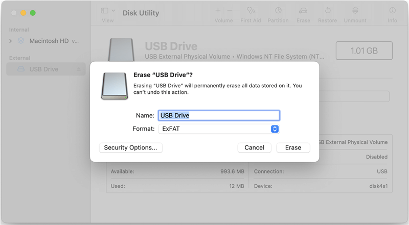 Erase NTFS Drive on Mac