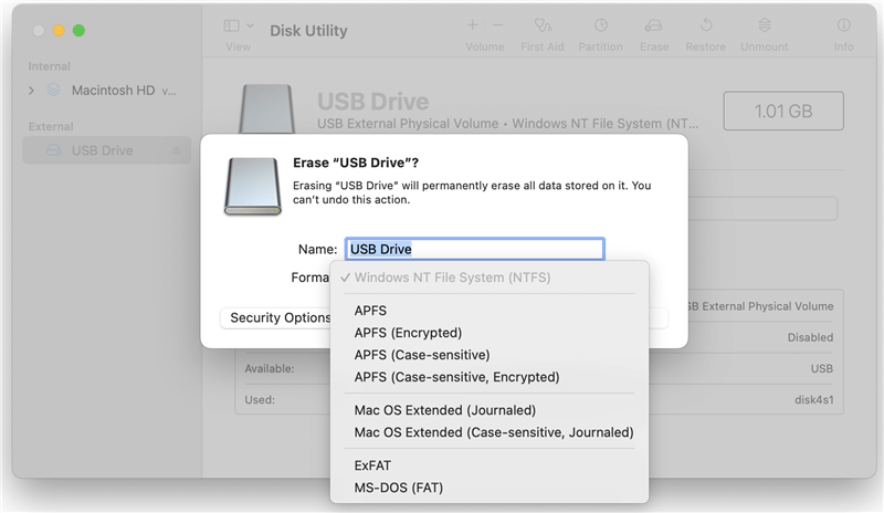 wipe external hard drive on Mac