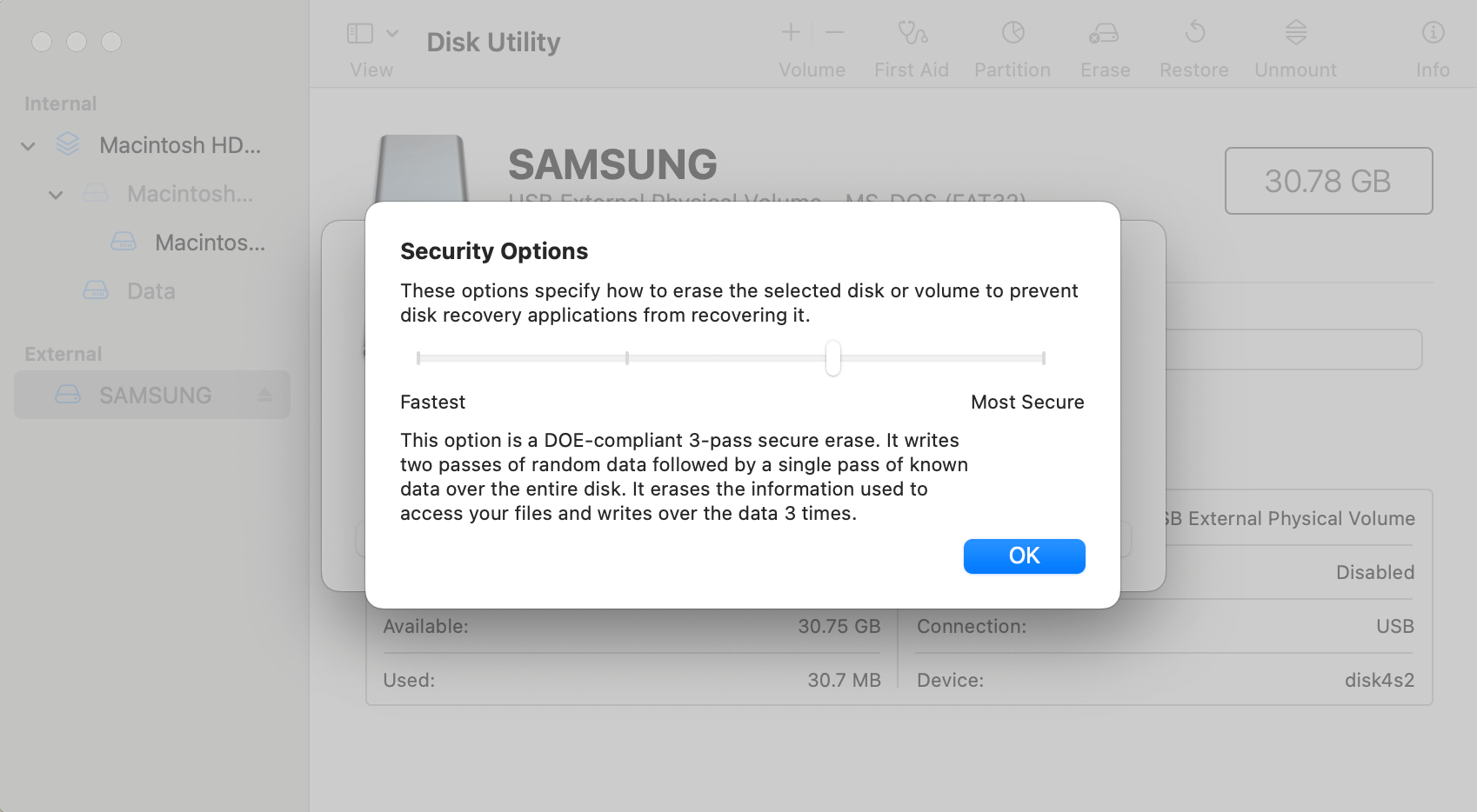 Start the process of formatting