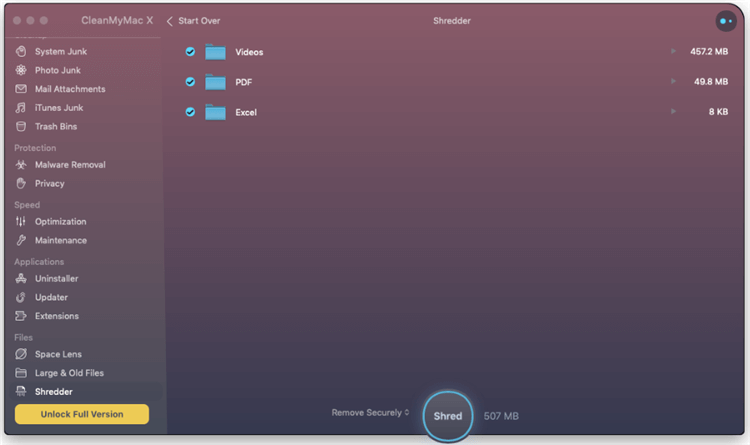 CleanMyMacX - Mac File Shredder