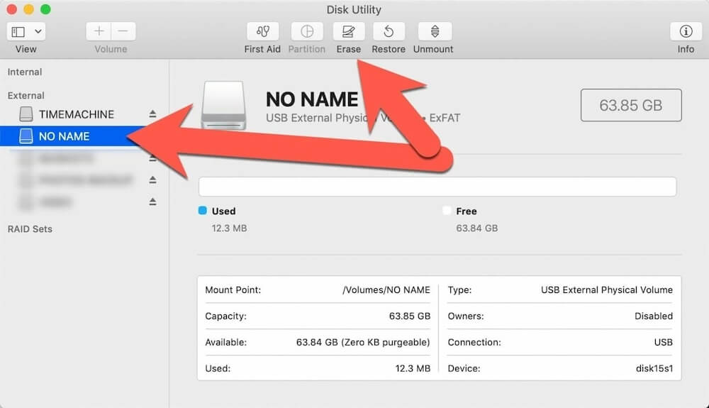 format SD/memory card under macOS Mojave