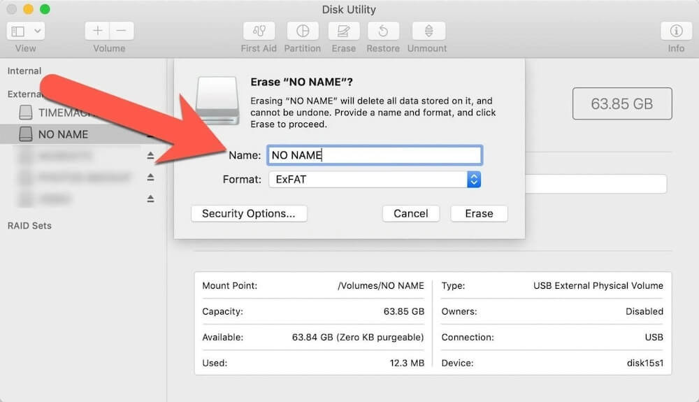 format SD/memory card under macOS Mojave