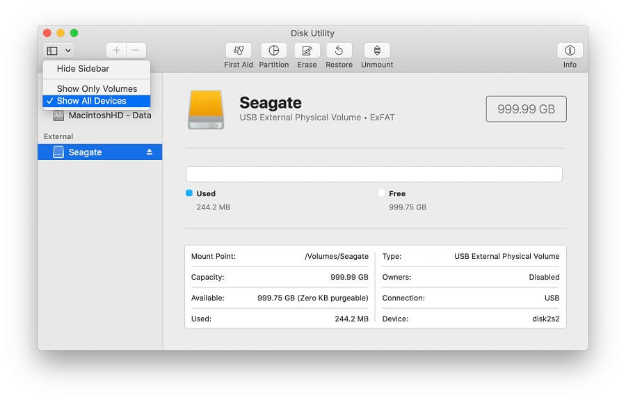 Format USB Drive, External Hard Drive on macOS Catalina (macOS 10.15)