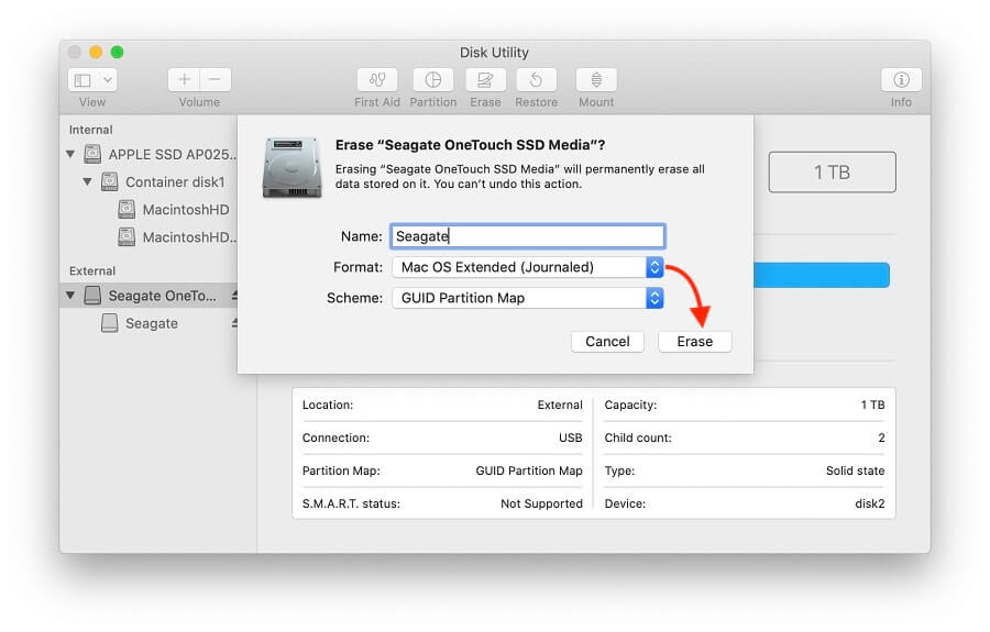 Format USB Drive, External Hard Drive on macOS Catalina (macOS 10.15)