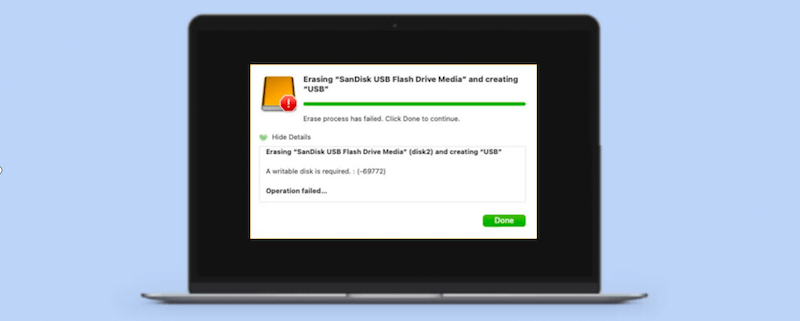 fix 'A Writable Disk Is Required. : (-69772)' error