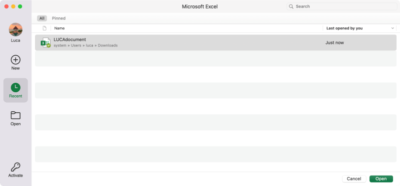 recover Excel files on Mac