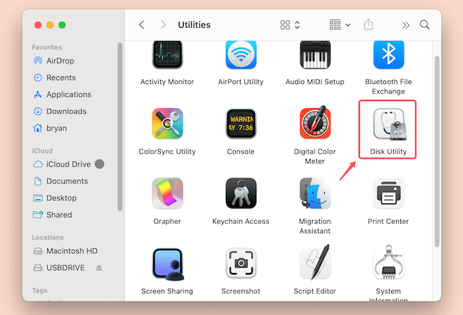 Open up Disk Utility