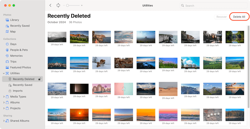 permanently delete photos from iPhoto on Mac