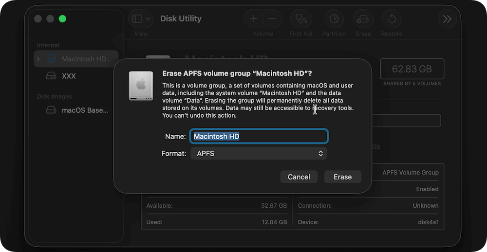 erase MacBook Pro hard drive