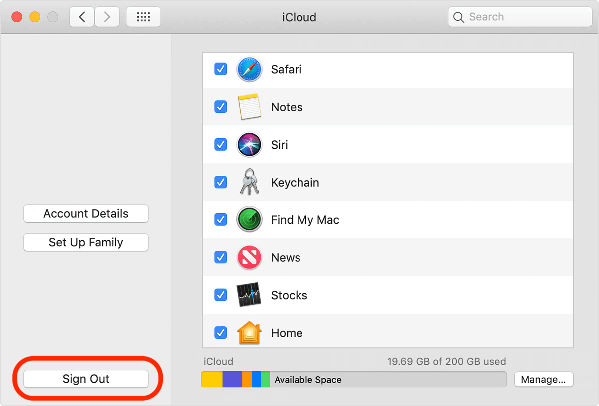 sign out iCloud in Mac OSX 10.11 El Capitan