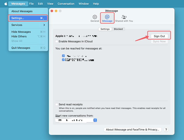 sign out of iMessage
