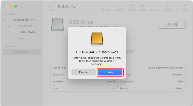 Run First Aid on External Storage Device on Mac