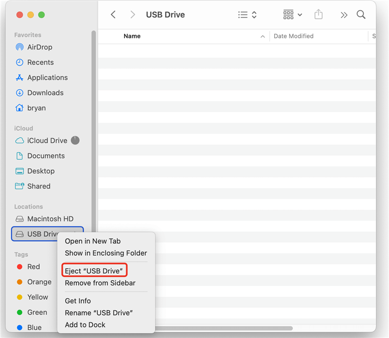eject a USB drive on Mac