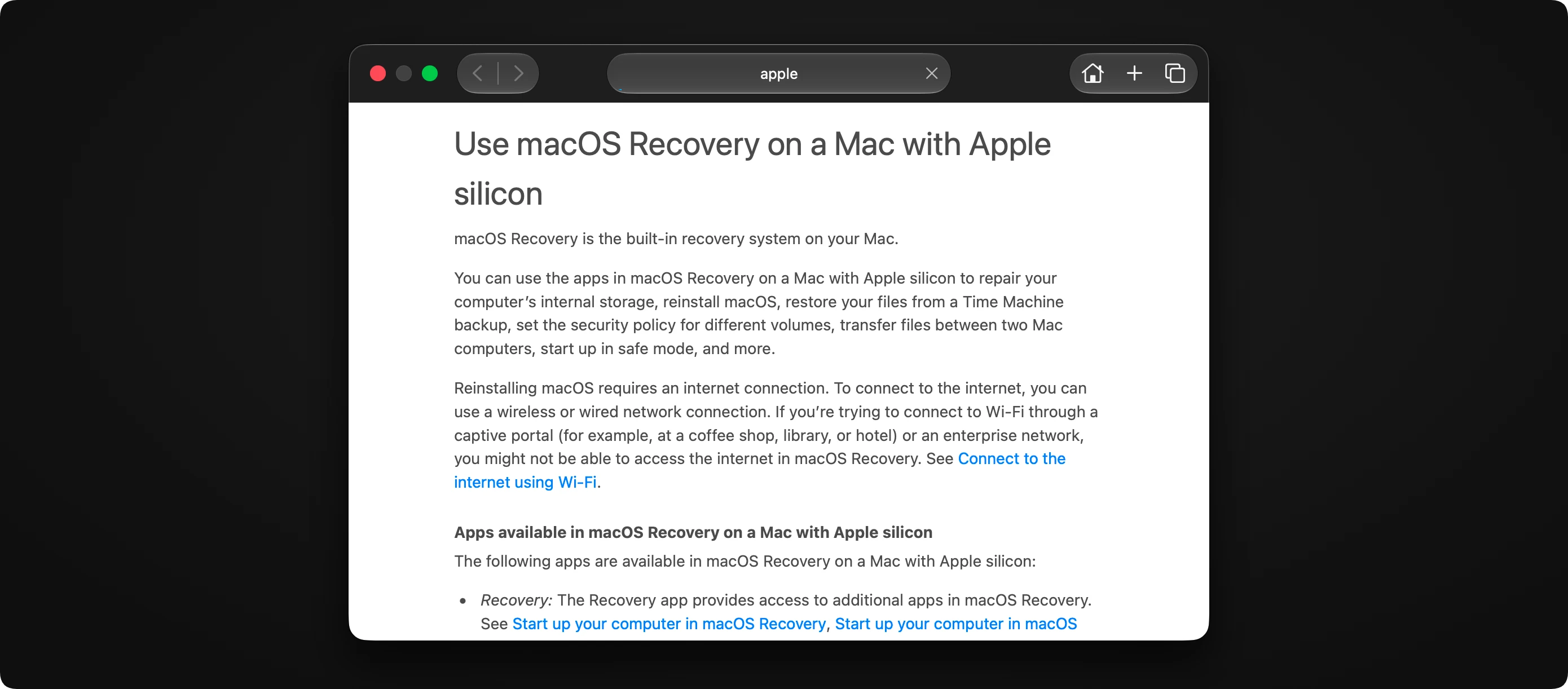 use macOS Recovery mode on macOS 27 Golden Gate