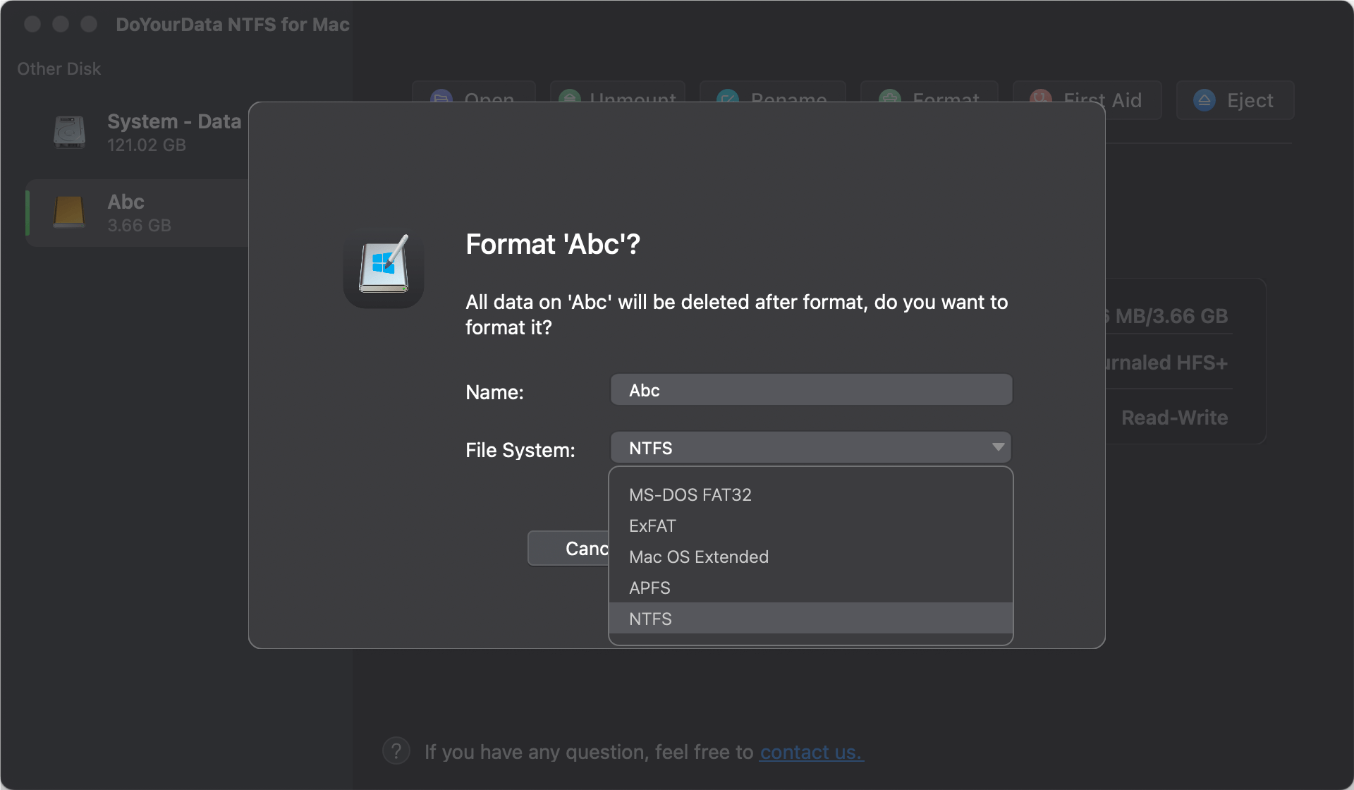 format WD external hard drive to NTFS on Mac