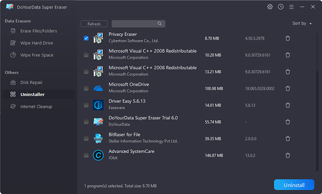 Permanently uninstall Windows 11 programs with Super Eraser