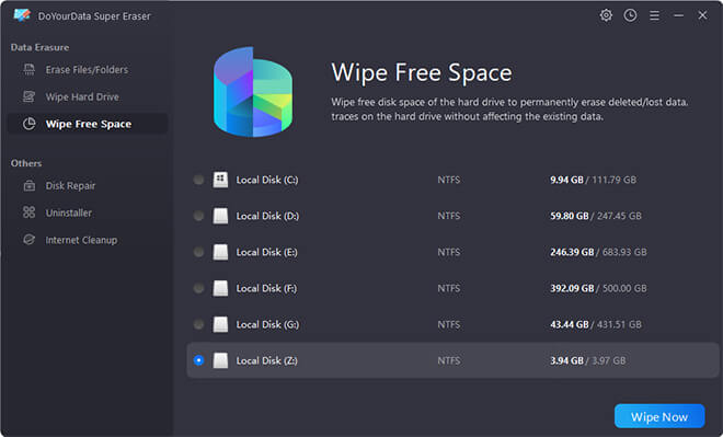 eraser data wipe